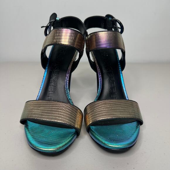 Karl Lagerfeld Cieone Iridescent Embossed Heels Size 7.5 - Picture 6 of 10